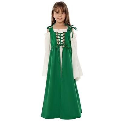 Retrò Vintage Medievale Rinascimento Abito da Ballo Irlandese Elfico Costume Ragazze Celtico Halloween Mascherata Vacanza Casual Quotidiano Festival Bambini Vestito