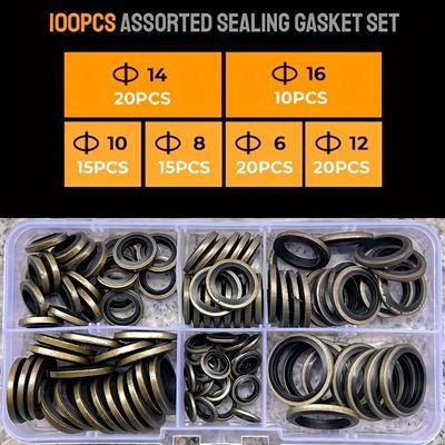 TEMU 100/245pcs High Pressure Hydraulic Rubber Oil Pipe Seal Gasket Nbr Ring Assortment Kits Oil Pipe Seal Ring Rubber Gasket
