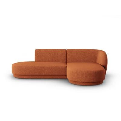 Divano angolare modulare destro 4 posti ciniglia miscela di terracotta