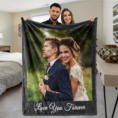 TEMU Customizable Photo Blanket - Personalized Blanket For , Halloween, Christmas, - ,