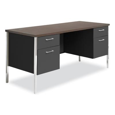 Alera SD6024BM Double Pedestal Steel Credenza, 60w x 24d x 29.5h, Mocha/Black
