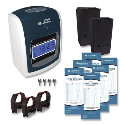 Acroprint Time Recorder TTB500 ATR480 Time Clock and Accessories Bundle, White/Charcoal ACPTTB500