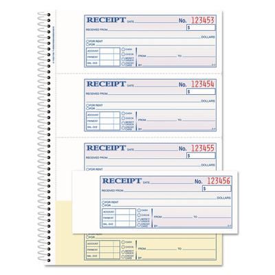 Adams Business Forms SC1182 TOPS Money/Rent Receipt Book, 7 1/8 x 2 3/4, 2-Part Carbonless, 200 Sets/Book ABFSC1182