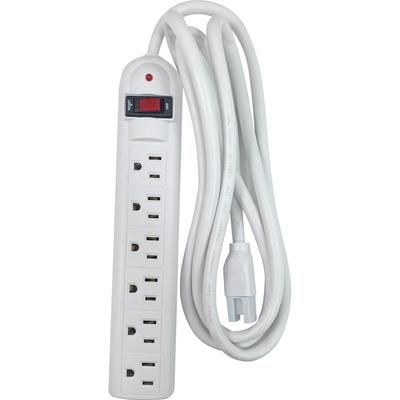 Compucessory 25102 Strip Surge Protector, 6 Outlets, 840 Joules, 6' Cord, 330 V CCS25102