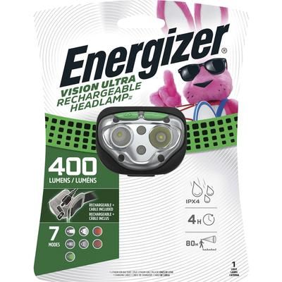 Energizer ENHDFRLP Headlamp, LED, Rechargeable, 400 Lumens, 80m, Black EVEENHDFRLP