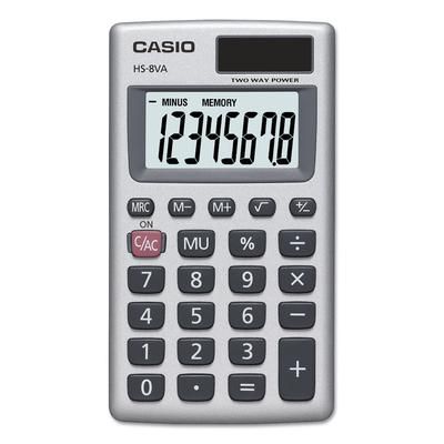 Casio HS8VA HS-8VA Handheld Calculator, 8-Digit LCD, Silver CSOHS8VA