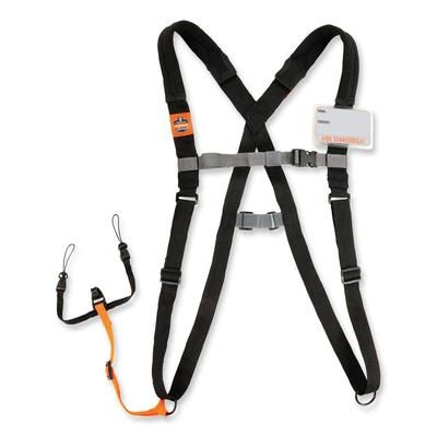 Ergodyne 19188 Squids 3138 Padded Barcode Scanner Lanyard Harness, 27" Arm Straps,18.5" Lanyard,Black/Orange/Gray,Ships in 1-3 Business Days EGO19188
