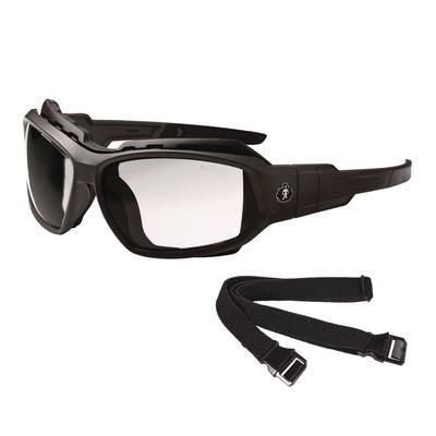 Ergodyne 56005 Skullerz LOKI Anti-Scratch/Anti-Fog Convert Safety Spoggles,Strap, Matte Black Frame, Clear Poly Lens, Ships in 1-3 Bus Days EGO56005