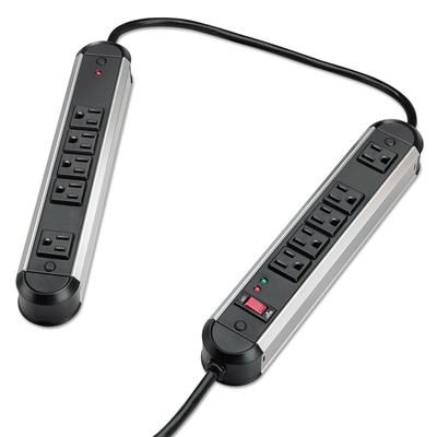 Fellowes 99082 Split Metal Surge Protector, 10 AC Outlets, 6 ft Cord, 1,250 J, Black/Silver