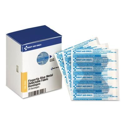 First Aid Only FAE3040 SmartCompliance Blue Metal Detectable Bandages,Fingertip, 1.75 x 2, 20 Box FAOFAE3040