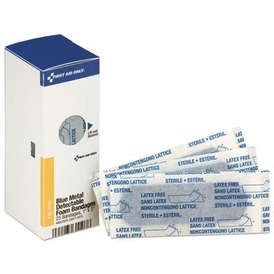 First Aid Only FAE3110 Metal Detectable Adhesive Bandages, Foam, Blue, 1 x 3, 25/Box - Box of 25 FAOFAE3110