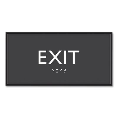 Headline® Sign 69922 ADA Sign, Exit, Plastic, 4 x 4, Clear/White