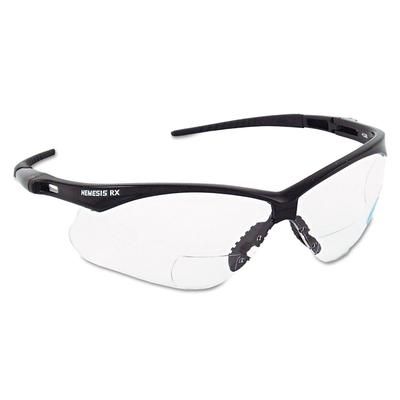 Jackson Safety® 28618 V60 Nemesis Rx Reader Safety Glasses, Black Frame, Clear Lens, +1.0 Diopter Strength KCC28618