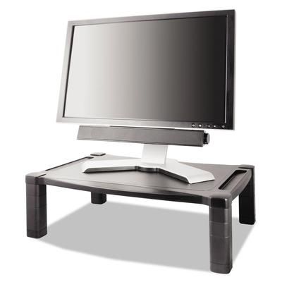 Kantek MS500 Wide Two-Level Stand, Height-Adjustable, 20 x 13 1/4, Black