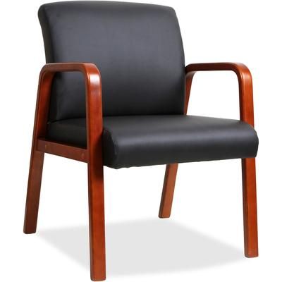 Lorell 40200 Guest Chair, 24" x 25-5/8" x 33-1/4", Wood, Black/Cherry