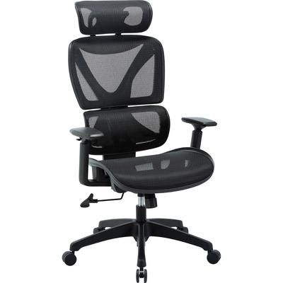 Lorell 84396 High-back Mesh Chair - Plastic Frame - High Back - 5-star Base - Black - Armrest - 1 Each