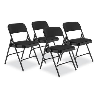 National Public Seating 2210 2200 Series Fabric Dual-Hinge Folding Chair, Supports 500 lb, Midnight Black Seat/Back, Black Base,4/CT - Case of 4 NPS22