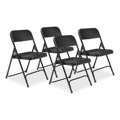 National Public Seating 810 800 Series Plastic Folding Chair, Supports 500lb, 18" Seat Height, Black Seat/Back, Black Base, 4/CT - Case of 4