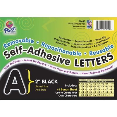 Pacon 51650 Black Self Adhesive Letters, 2 , 159 Characters PAC51650