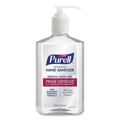 Purell 369912 Prime Defense Advanced 85% Alcohol Gel Hand Sanitizer, 12 oz Pump Bottle, Clean Scent GOJ369912