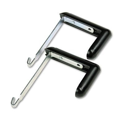 Quartet® 7502 Adjustable Cubicle Hangers, 1 1/2" - 3" Panels, Aluminum/Black, 2/Set - Pack of 2