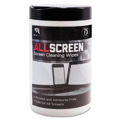 Read Right/Advantus Corporation RR15045 AllScreen Screen Cleaning Wipes, 6" x 6", White, 75/Tub REARR15045