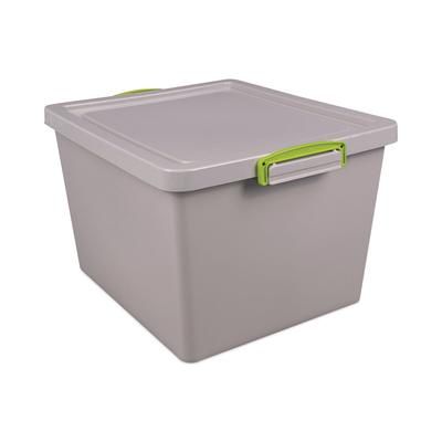 Really Useful Box® 335RECYGREY 35.4 Qt. Latch Lid Storage Tote, 14.76" x 12.6" x 10.43", Dove Gray/Green RUA335RECYGREY