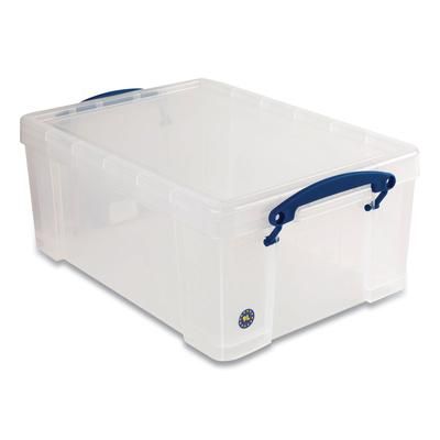 Really Useful Box® 9CPK4CB Snap-Lid Storage Bin, 2.37 gal, 10.25" x 14.5" x 6.25", Clear/Blue, 4/Pack RUA9CPK4CB