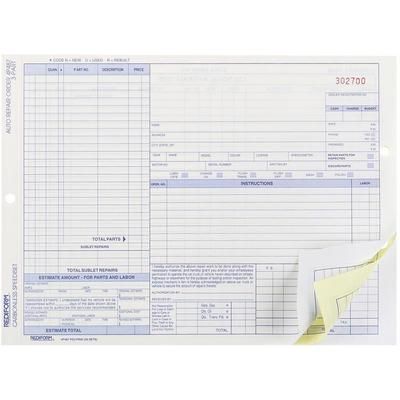 Rediform 4P487 Auto Repair Order Form, Speediset, 3 Parts, 8 1/2 x11 - Pack of 50 RED4P487