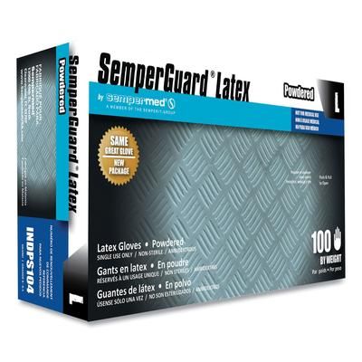 SemperGuard INDPS104BX Latex Powdered Gloves, Cream, Large, 100/Box - Box of 100 SEZINDPS104BX