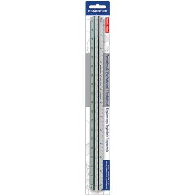 Staedtler 987M1834BK Engineers Pro Triangular Scale, Mars, ALM, 12", Silver STD987M1834BK