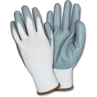 The Safety Zone GNIDEXMDG Nitrile Coated Knit Gloves, Nitrile Coating, Medium, Gray, White, Knitted, Durable, Flexible, Comfortable, Breathable, For I