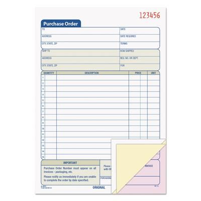 TOPS 46141 Purchase Order Book, Three-Part Carbonless, 5.56 x 8.44, 1/Page, 50 Forms TOP46141