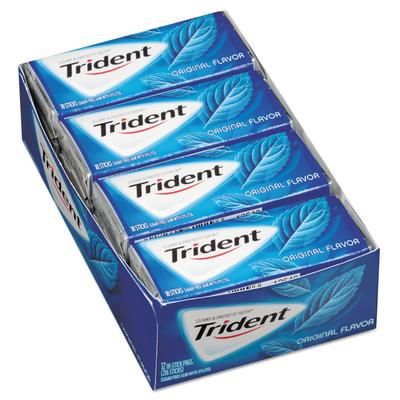 Trident® 12546 Sugar-Free Gum, Original Mint, 14 Sticks/Pack, 12 Pack/Box - Box of 12
