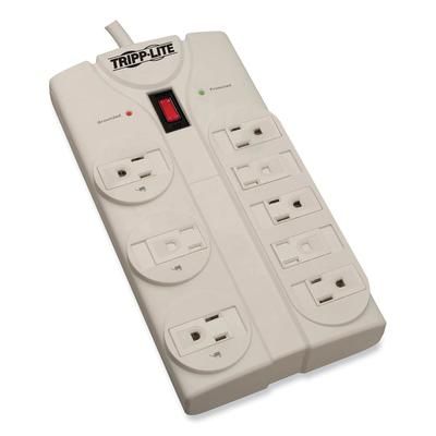 Tripp Lite TLP825 Protect It! Surge Protector, 8 Outlets, 25 ft. Cord, 1440 Joules, Light Gray