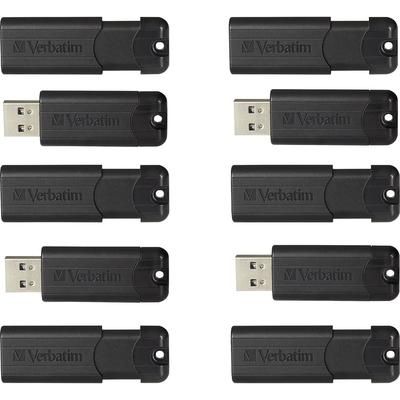 Verbatim 70902 PinStripe 32GB USB 3.0 Flash Drive - 32 GB - USB 3.0 - Black - Pack of 10 VER70902