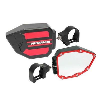 Pro Armor 1.75in Clamp Side View Mirrors - Red