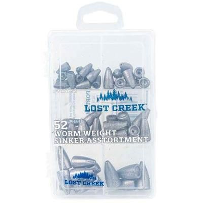 Lost Creek Worm Weight Sinker Assortment - 52 Pack - Clear
