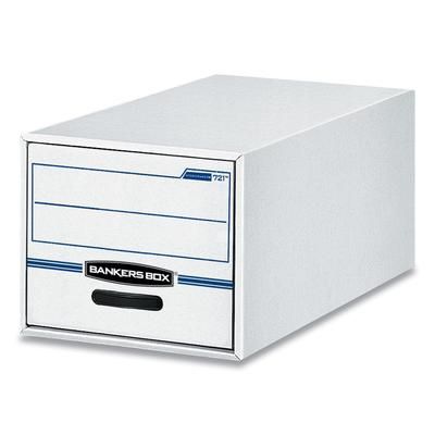 Bankers Box STOR/DRAWER Basic Space-Savings Storage Drawers, Letter Files, 14" x 25.5" x 11.5", White/Blue, 6/Carton (FEL00721)
