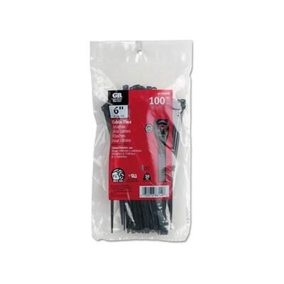 Gardner Bender Standard Cable Ties, 30 lb Tensile Strength, 6 in L, Black, 100 EA/BG (623-46-206UVB)