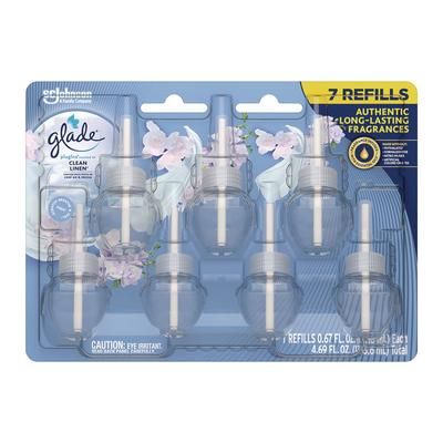 Glade Plugins Scented Oil Refill, Clean Linen, 0.67, 7/Pack (SJN350781)