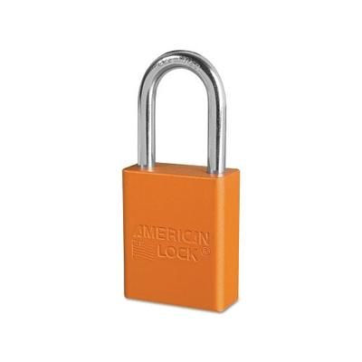 Master Lock Solid Aluminum Padlock, 1/4 in dia, 1-1/2 in L x 3/4 in W, Orange (045-A1106ORJ)