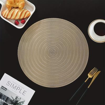 TEMU 6/8pcs Of Placemats, Pvc Table Mats, Golden And -resistant Pads, Protecting , Suitable For Weddings, Christmas, Parties, And Festive Decorations For Dining Tables.