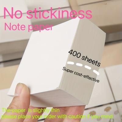 TEMU 400 Sheets Of Super Affordable Non-adhesive Sticky Notes, Square Brick, Tearable, Square Notepad, Super Thick Notebook, Sticky Notes, Blank Drafting Paper
