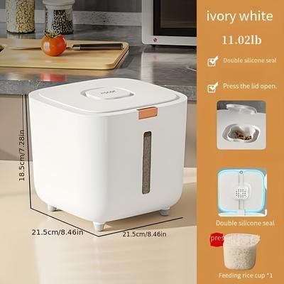 TEMU Airtight Pet Food Storage Container With - Plastic, 4.99kg/9.98kg Options, Rectangular, Large Capacity Dry Food Dispenser - Easy To Clean, Durable Seal Keeps