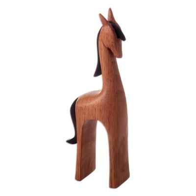 'Semi-Minimalist Horse-Themed Cedar Wood Sculpture'