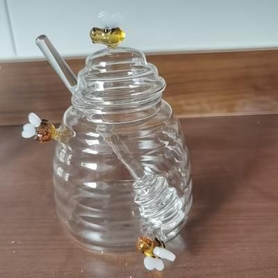 TEMU Glass Honey Dispenser Jar 500ml/16.9oz With - Bumble Bee Decorations, Unbreakable Packaging, Heat-resistant Glass, Kitchen Essential