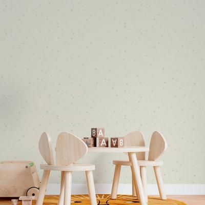 Carta da parati con stampa di stelline verde. 53cmx10m