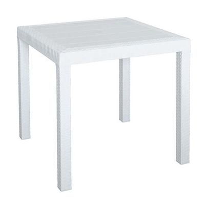 Tavolo da giardino quadrato fisso in wicker bianco 80x80x75