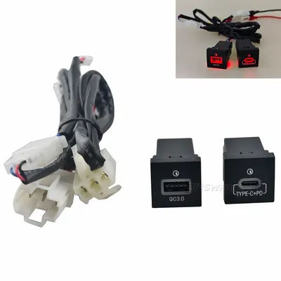 Fast Charge Adapter PD Type C and QC3.0 Power Outlet Switch for VW Golf 6 Jetta 5 MK5 Scirocco 2006 - 2014 USB Charger Socket